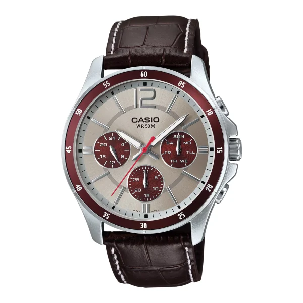 ساعت مچی مردانه Casio  (کاسیو ) بند چرم مدل MTP-1374L-7A1V