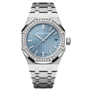 ساعت مچی زنانه  بند استیل با قاب چند ضلعی نگین دار ای پی